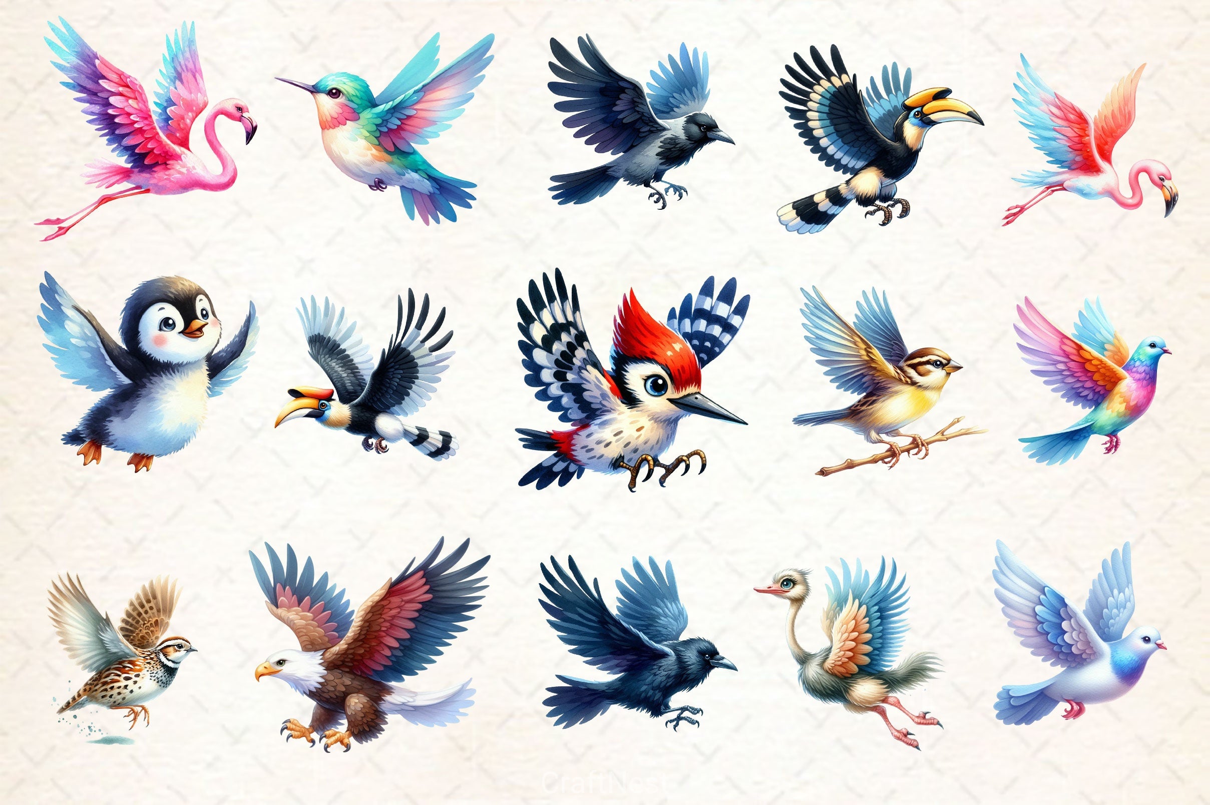 Wild Flying Birds Clipart Bundle - CraftNest - Digital Crafting and Art