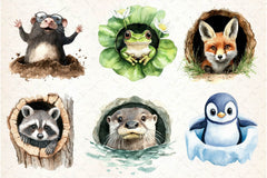 Funny Animals In Hole Clipart Bundle 3 - CraftNest - Digital Crafting and Art