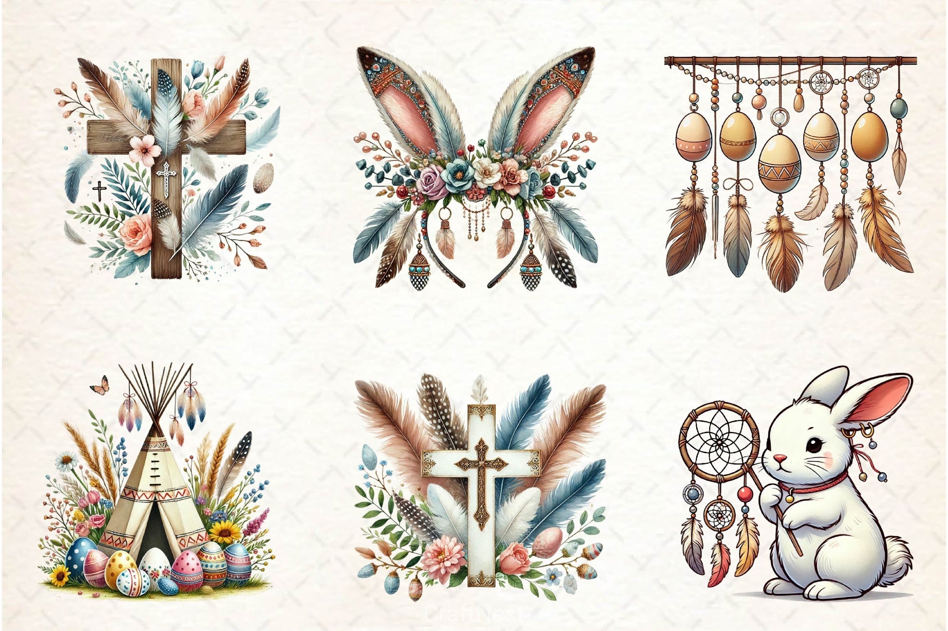 Boho Easter Clipart Bundle 2 - CraftNest - Digital Crafting and Art