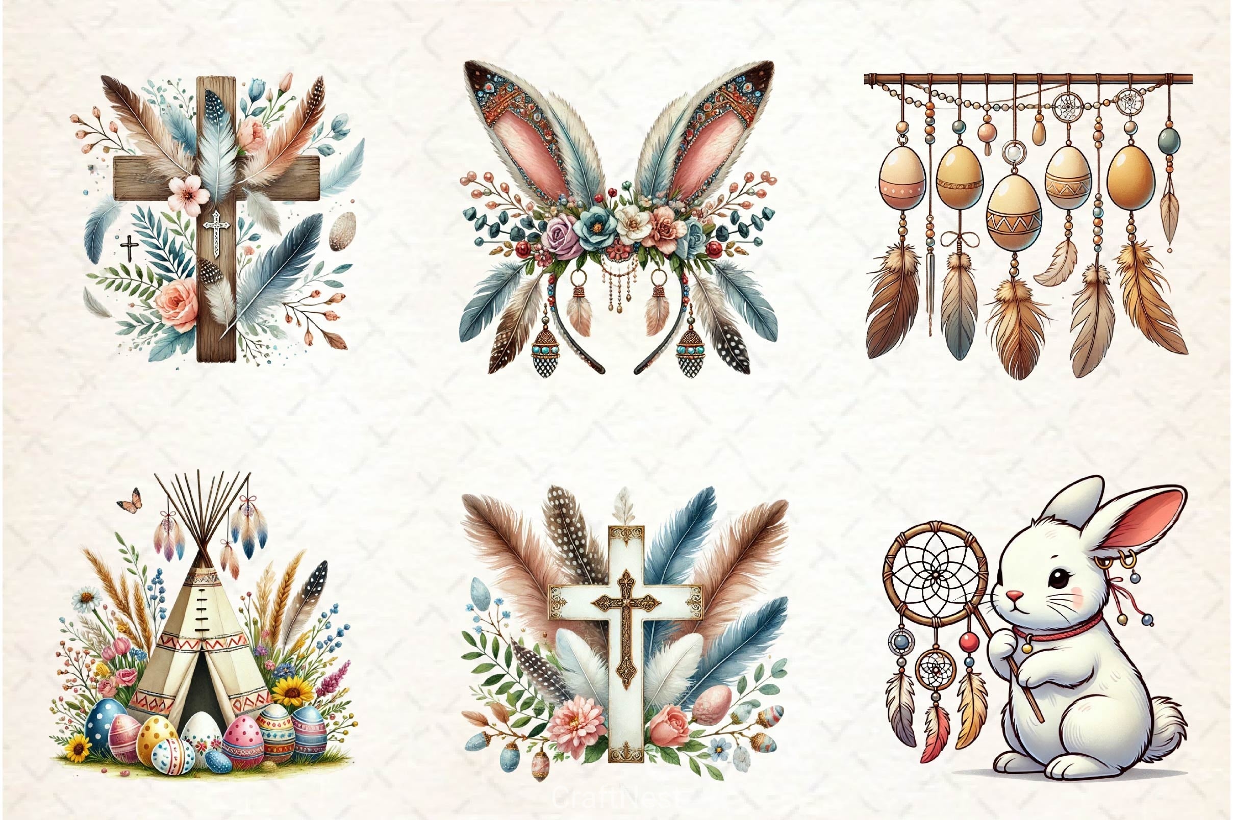 Boho Easter Clipart Bundle 2 - CraftNest - Digital Crafting and Art
