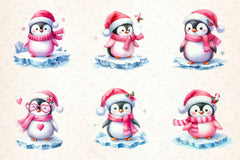 Pink Penguin Christmas Clipart Bundle - CraftNest - Digital Crafting and Art