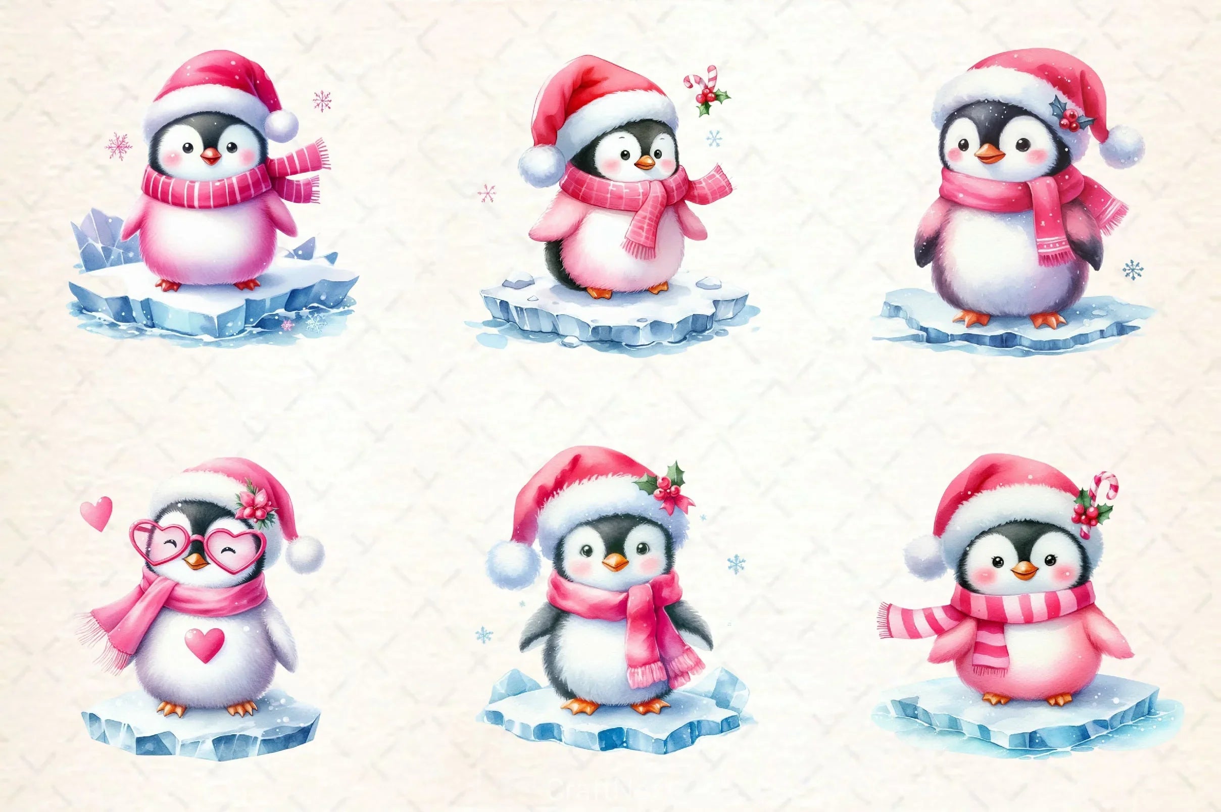 Pink Penguin Christmas Clipart Bundle - CraftNest - Digital Crafting and Art