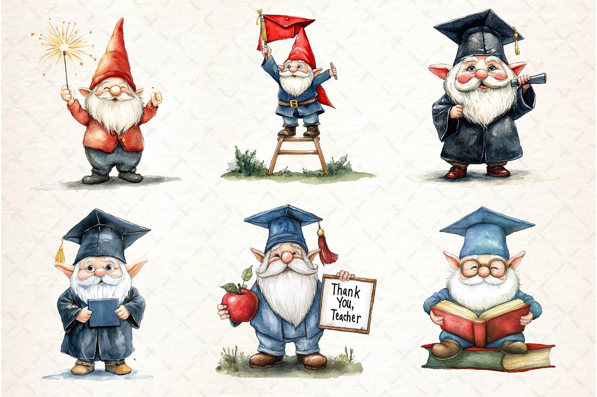 Graduation Gnome Clipart Bundle - CraftNest - Digital Crafting and Art