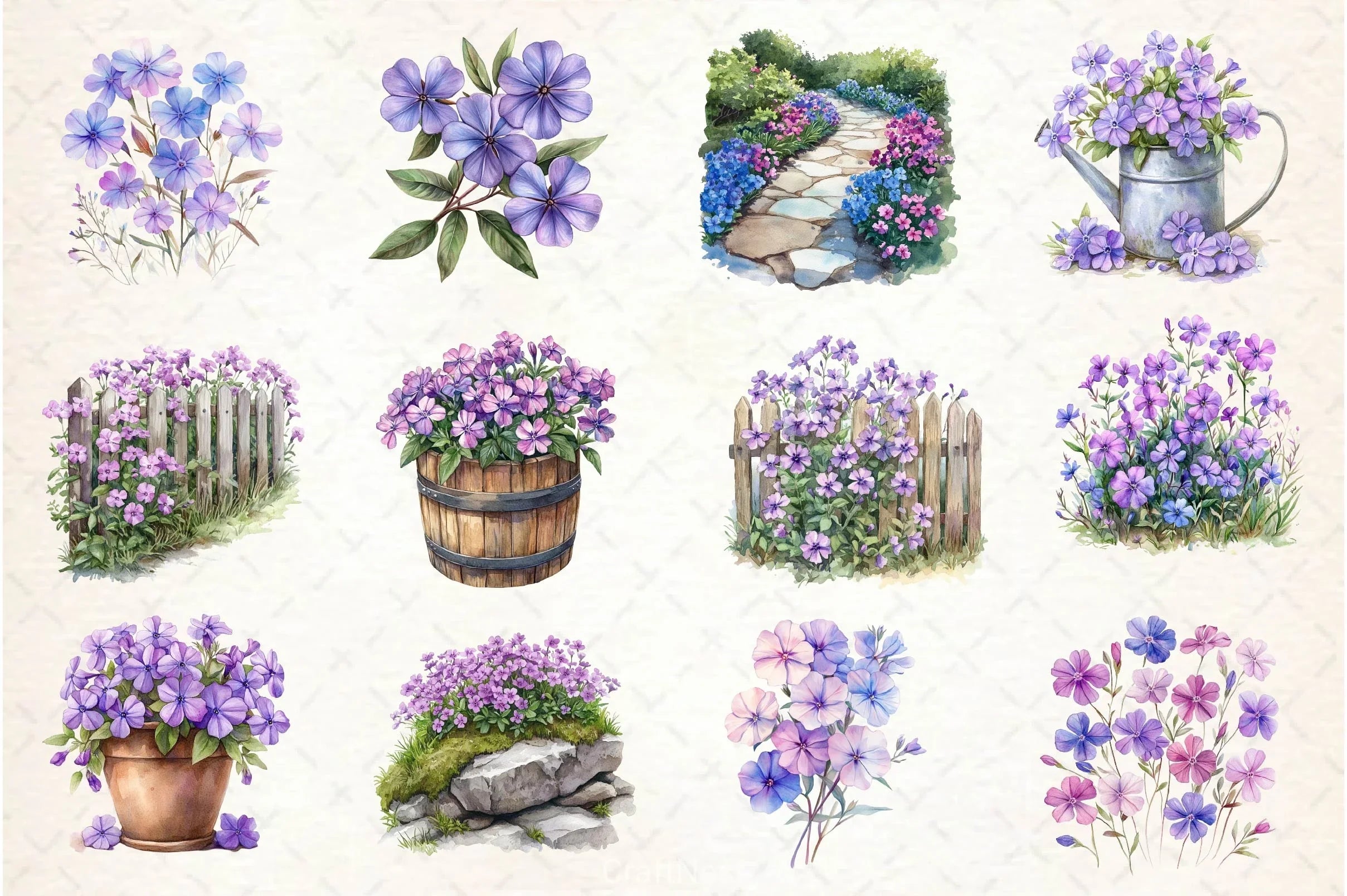 Spring Creeping Phlox Flower Clipart Bundle 1 - CraftNest - Digital Crafting and Art