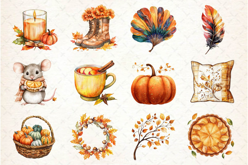 Fall And Thanksgiving Clipart Bundle - CraftNest - Digital Crafting and Art