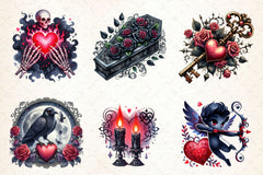 Gothic Valentine's Day Clipart Bundle 4 - CraftNest - Digital Crafting and Art