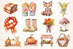 Gingham Autumn Clipart Bundle 2 - CraftNest - Digital Crafting and Art