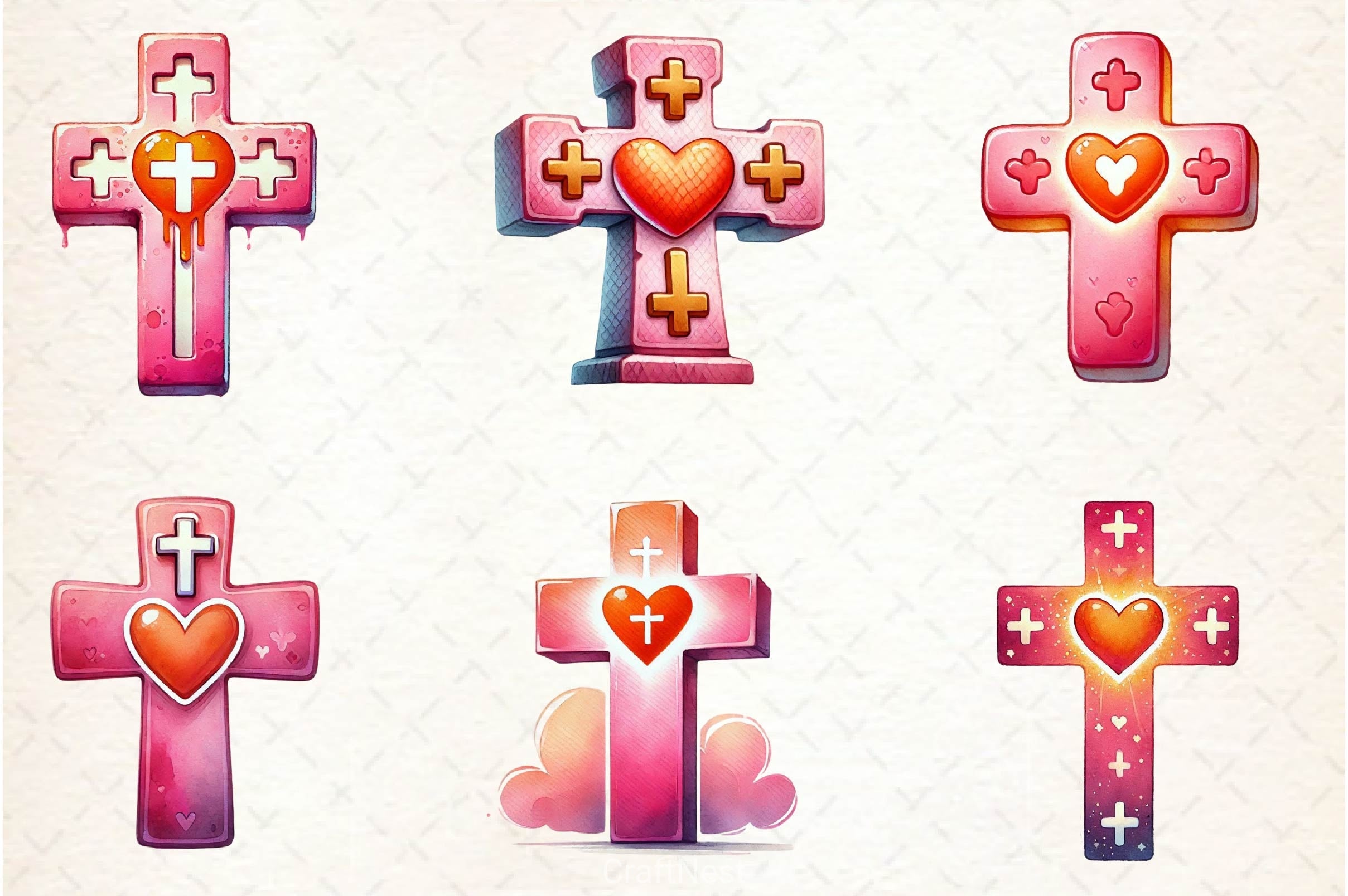 Soft Pink Crosses Clipart Bundle - CraftNest - Digital Crafting and Art