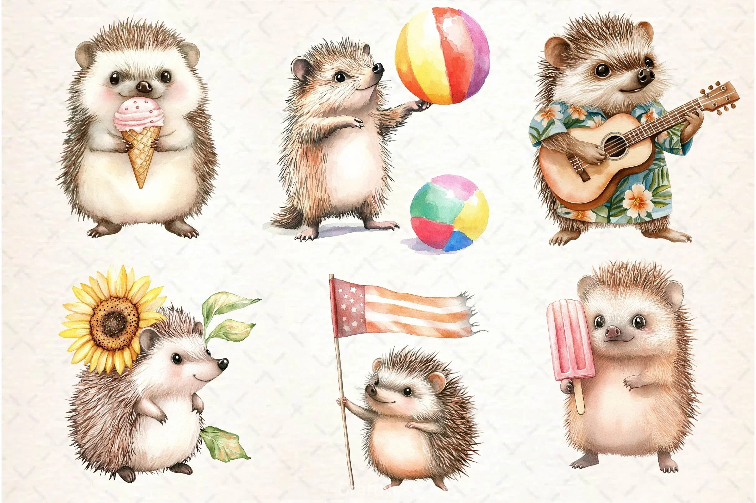 Summer Hedgehog Clipart Bundle 2 - CraftNest - Digital Crafting and Art