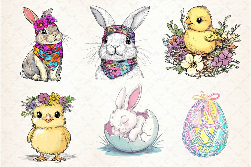 Boho Easter Clipart Bundle  8 - CraftNest - Digital Crafting and Art
