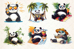 Funny Sunbathing Panda Clipart Bundle 2 - CraftNest - Digital Crafting and Art