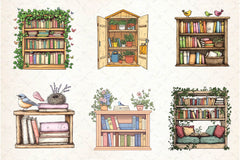 Spring Bookshelves Clipart Bundle - CraftNest - Digital Crafting and Art