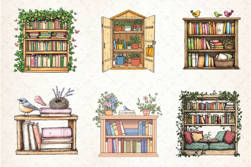 Spring Bookshelves Clipart Bundle - CraftNest - Digital Crafting and Art