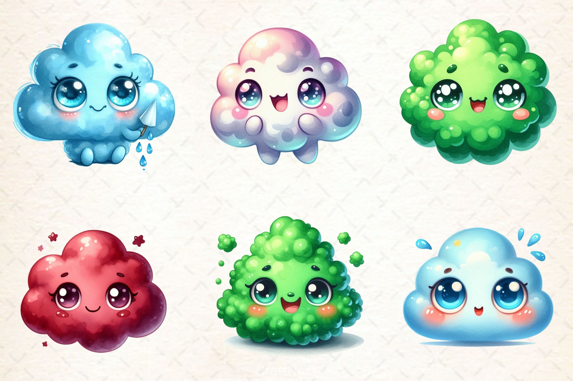 Pastel Cute Clouds Clipart Bundle - CraftNest - Digital Crafting and Art