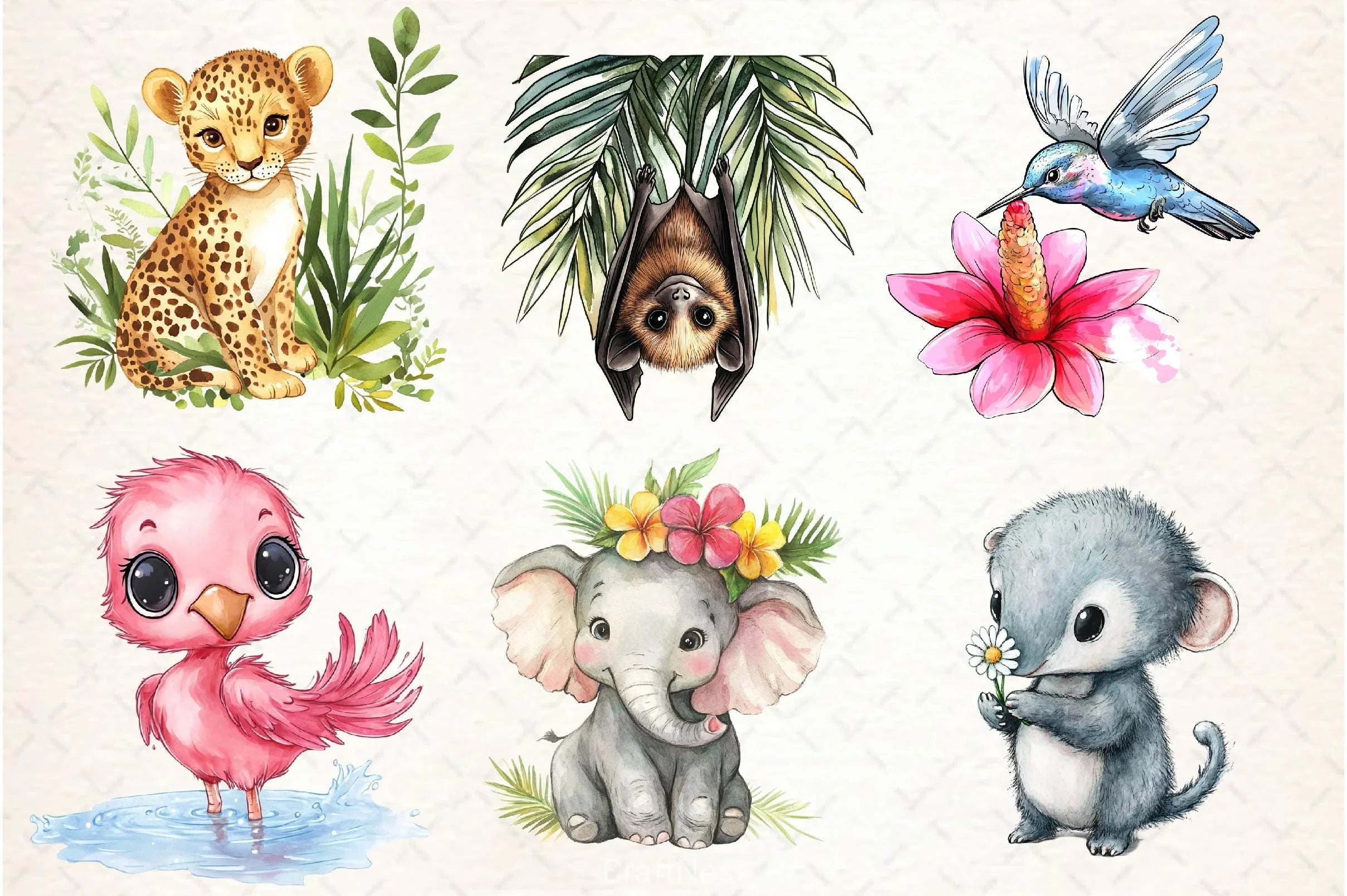 Cute Tropical Animal Clipart Bundle - CraftNest - Digital Crafting and Art