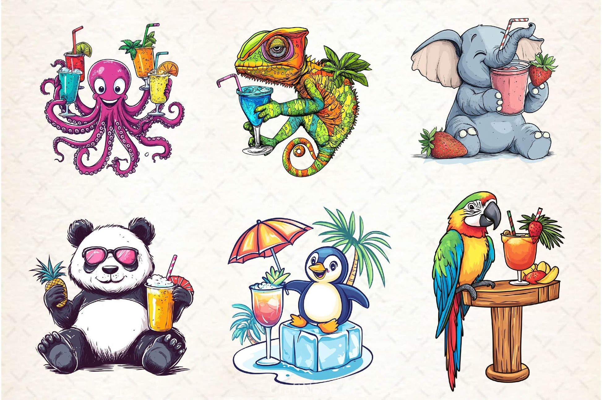Summer Cocktail And Animals Clipart Bundle 1 - CraftNest - Digital Crafting and Art
