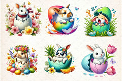 Easter Bunny On Cracked Egg Clipart Bundle - CraftNest - Digital Crafting and Art