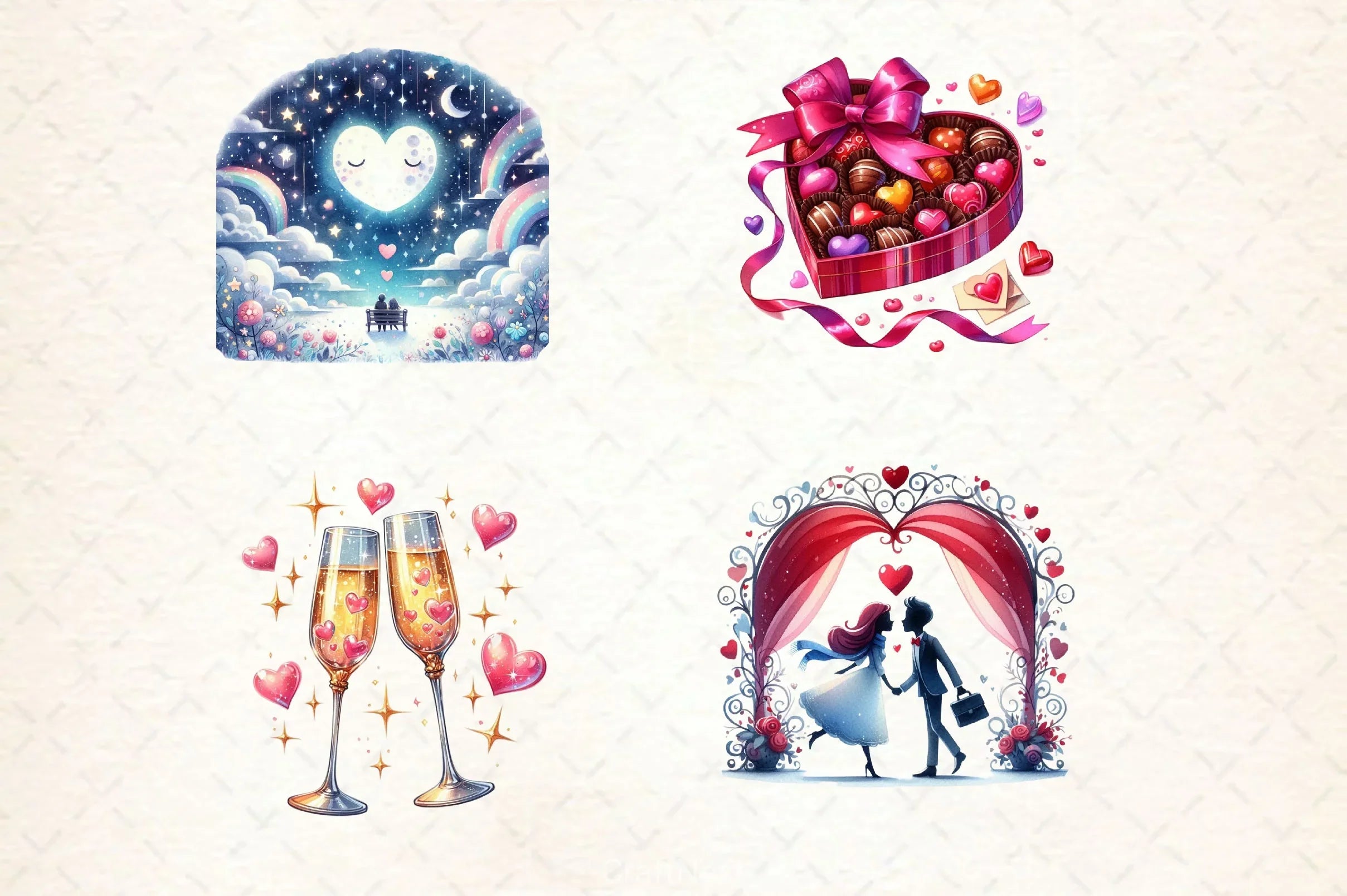 Retro Valentine's Clipart Bundle - CraftNest - Digital Crafting and Art