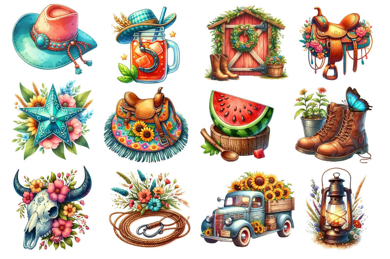 Western Summer Clipart Bundle 3 - CraftNest - Digital Crafting and Art