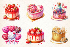 Valentines Day Cake Clipart Bundle - CraftNest - Digital Crafting and Art