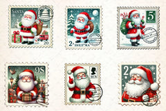 Postage Stamp Santa Claus Clipart Bundle 2 - CraftNest - Digital Crafting and Art