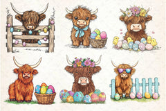Easter Highland Cow Clipart Bundle 3 - CraftNest - Digital Crafting and Art