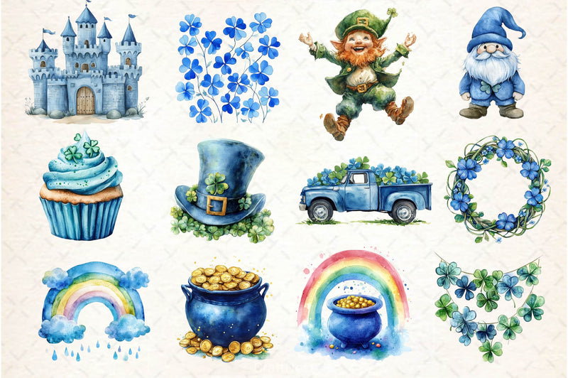 Blue St Patricks Day Clipart Bundle - CraftNest - Digital Crafting and Art