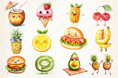 Summer Cute Fruits And Foods Clipart Bundle - CraftNest - Digital Crafting and Art