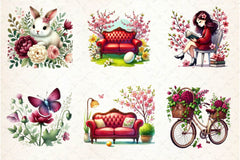 Burgundy Spring Clipart Bundle 7 - CraftNest - Digital Crafting and Art