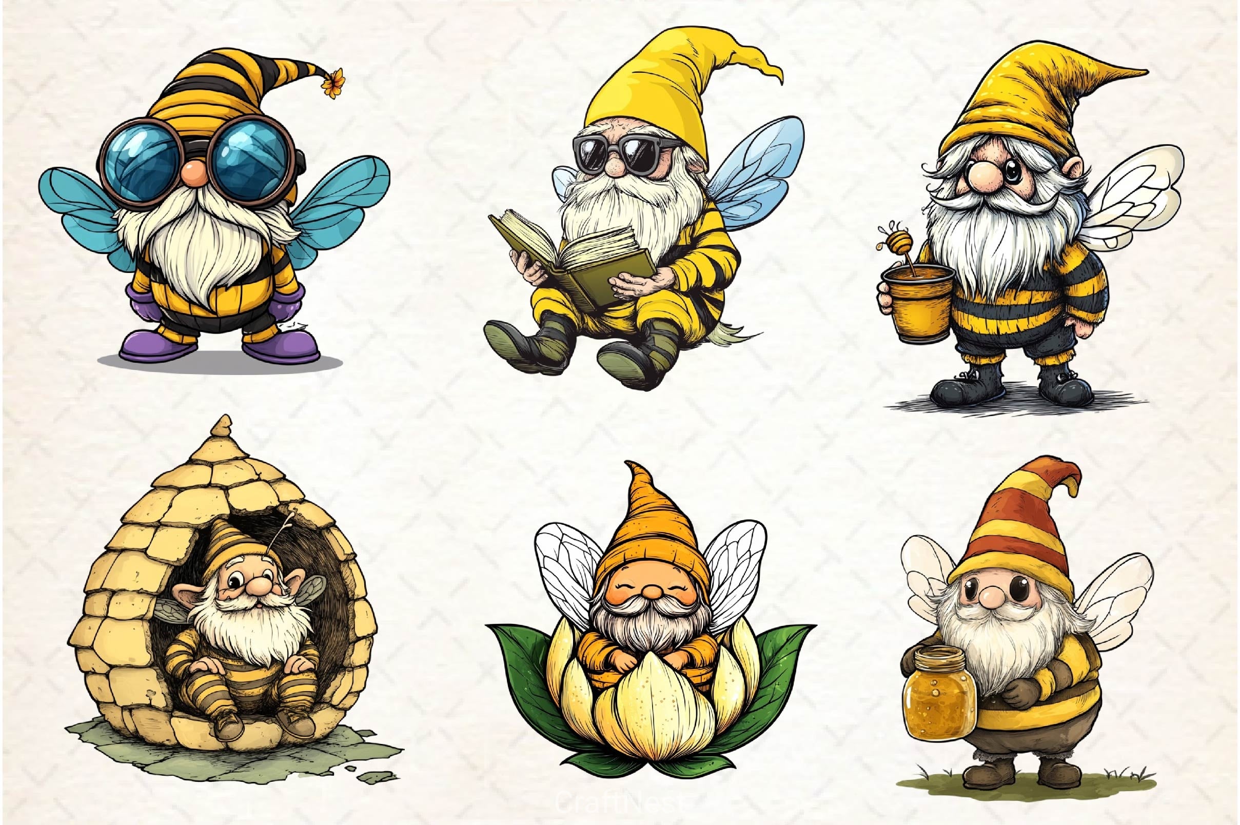 Bee Gnome Clipart Bundle 5 - CraftNest - Digital Crafting and Art