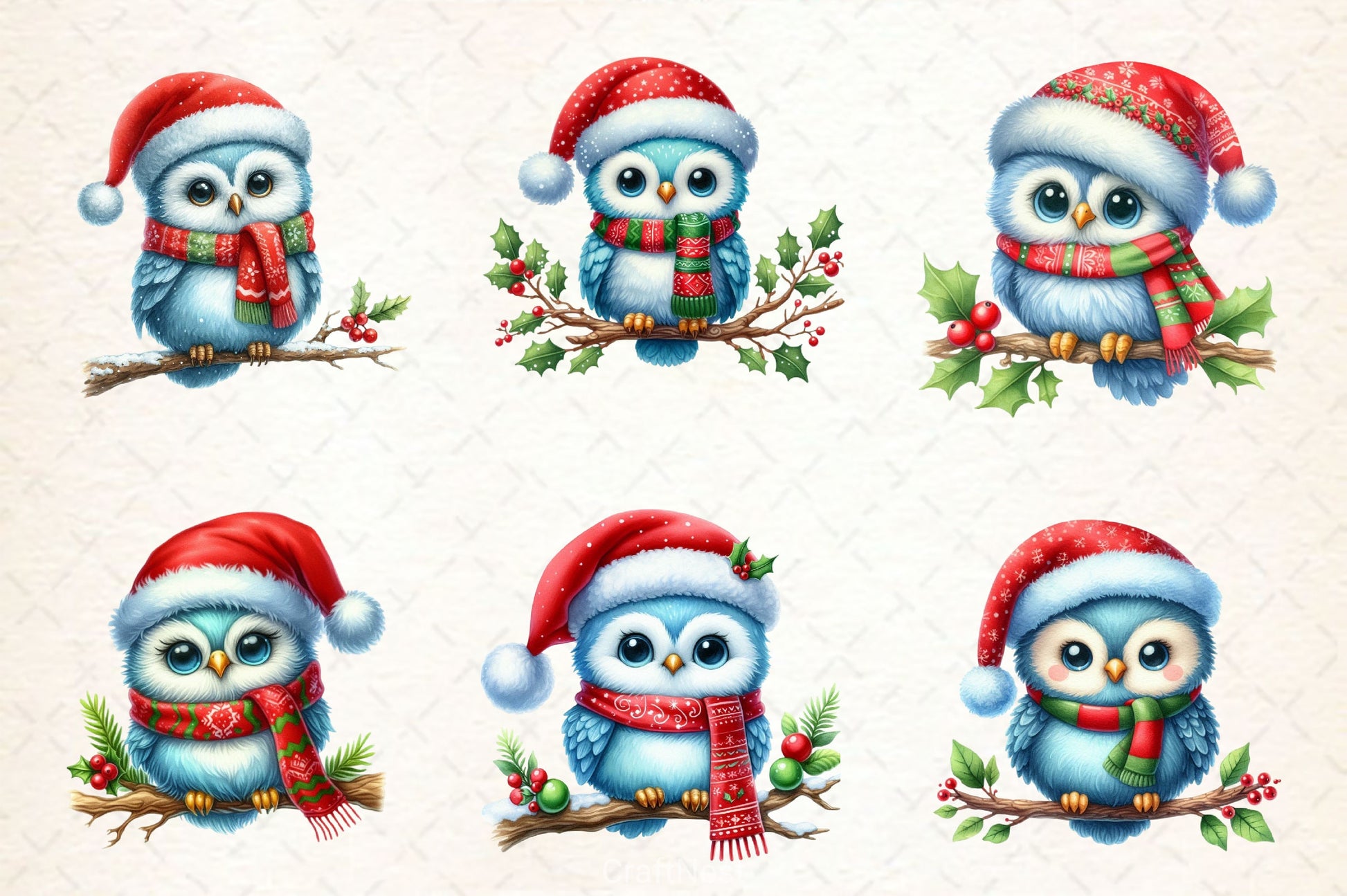 Christmas Owl Clipart Bundle 2 - CraftNest - Digital Crafting and Art