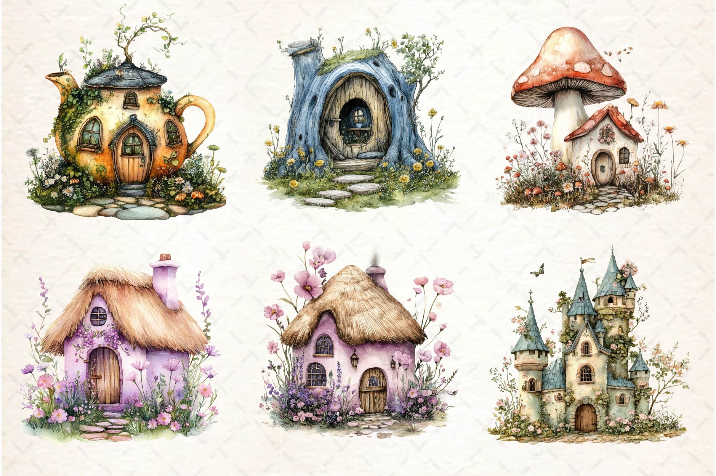 Spring Fairy House Clipart Bundle - CraftNest - Digital Crafting and Art