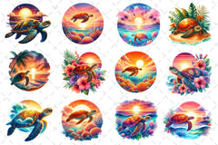 Sunset Sea Turtle Clipart Bundle 4 - CraftNest - Digital Crafting and Art