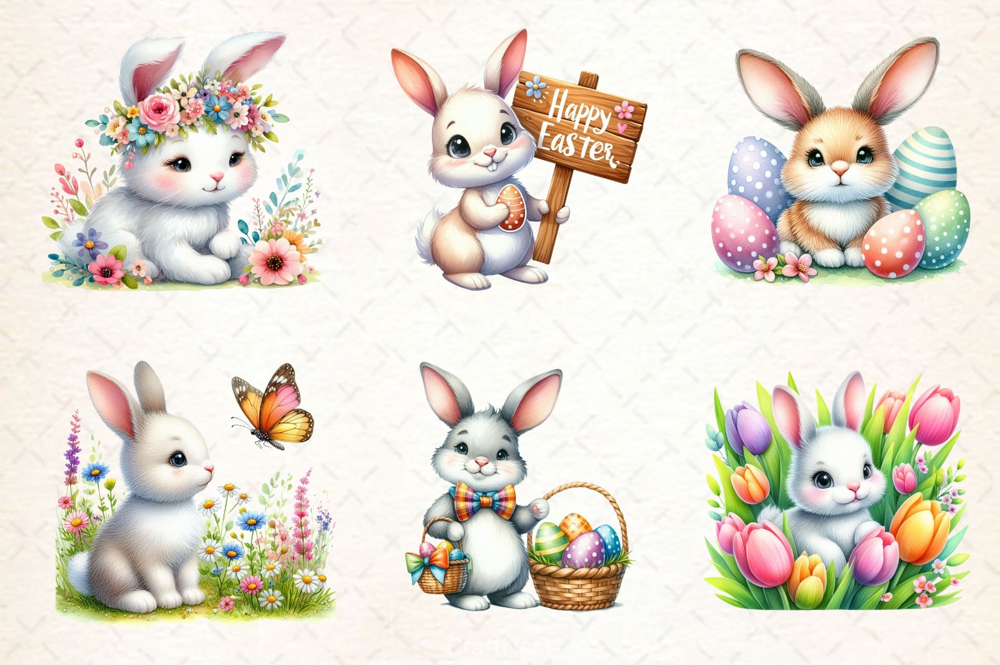 Cute Easter Bunny Clipart Bundle 7 - CraftNest - Digital Crafting and Art