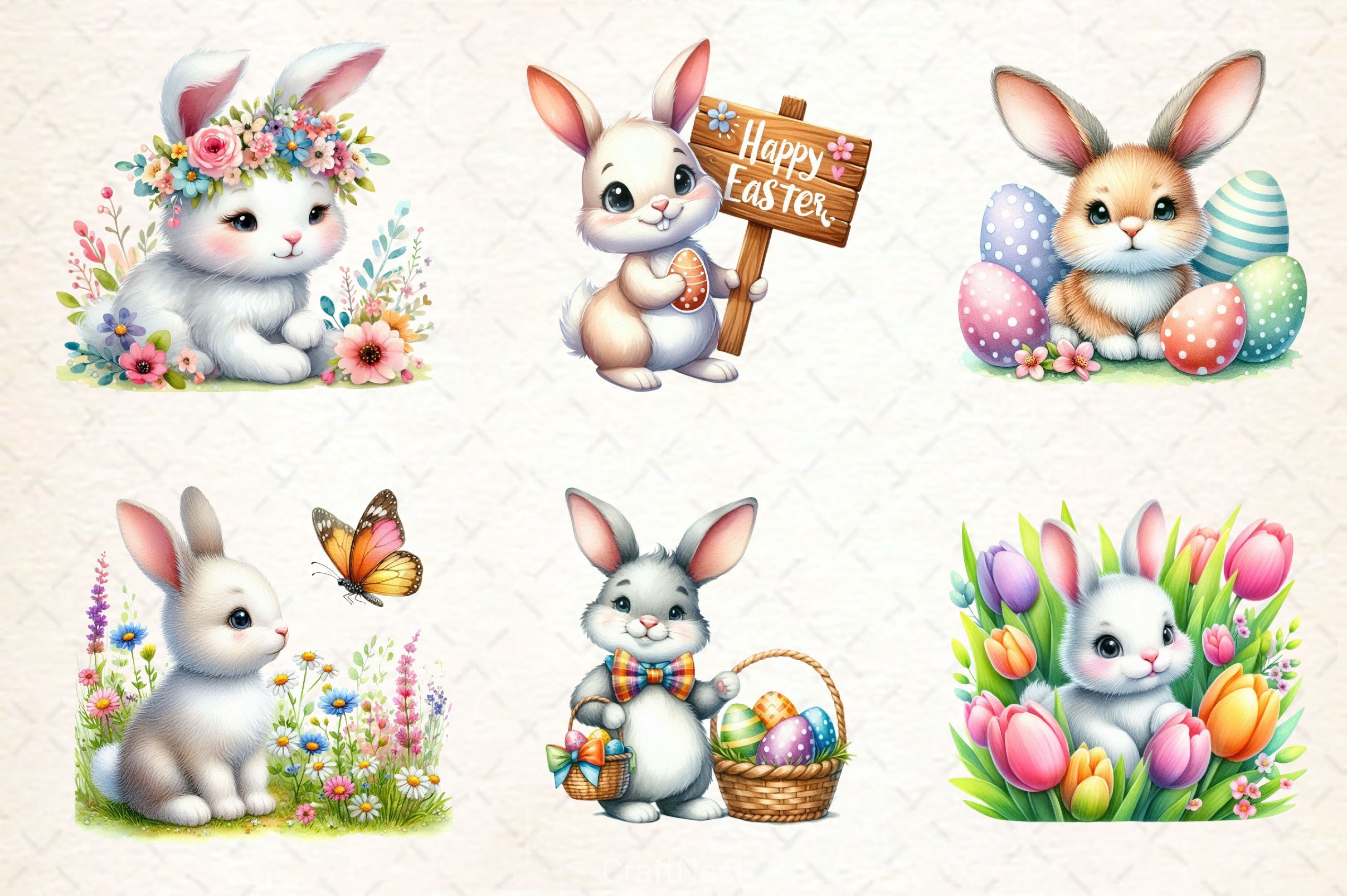 Cute Easter Bunny Clipart Bundle 7 - CraftNest - Digital Crafting and Art