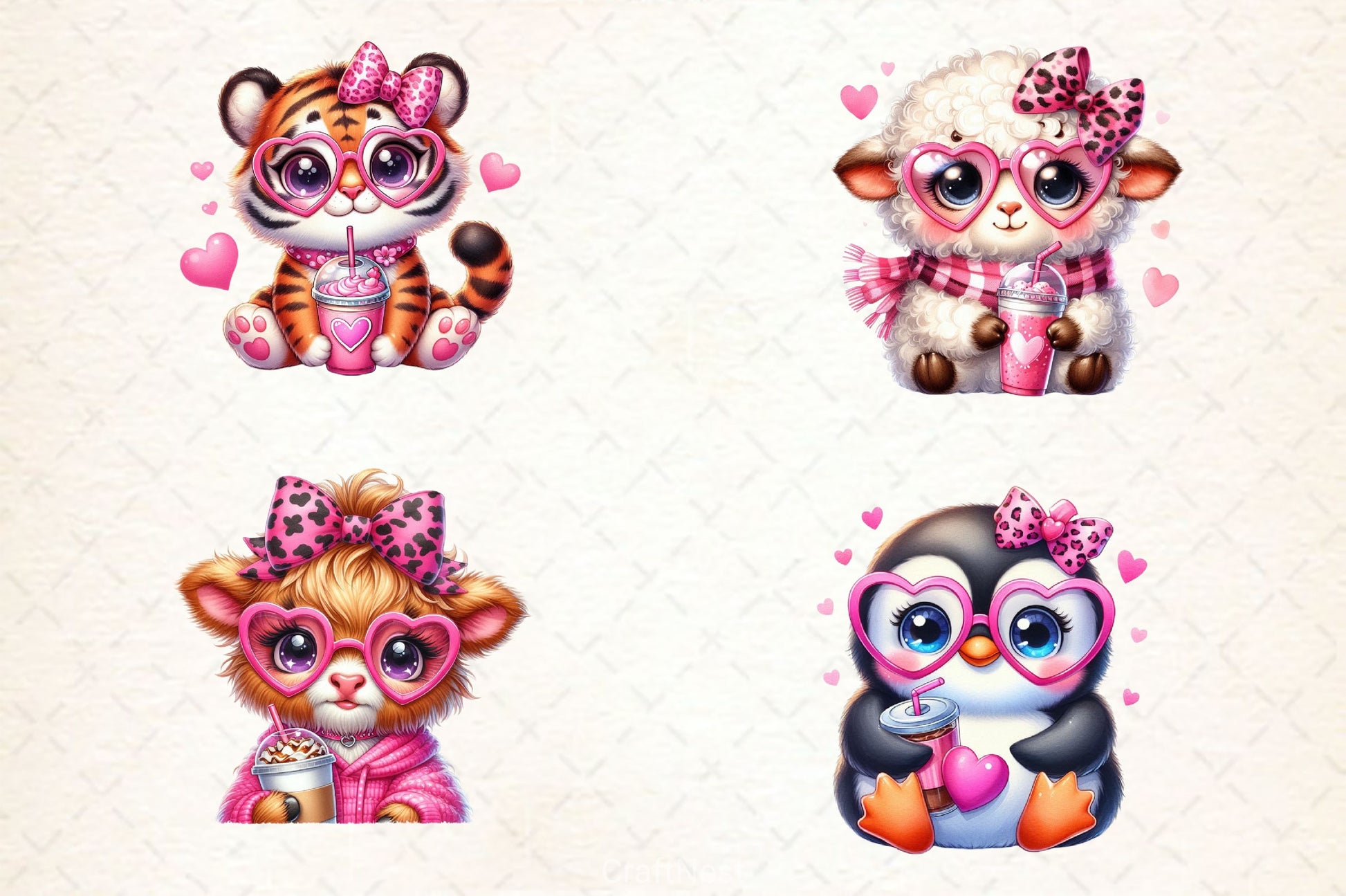 Animals Valentine Coffee Clipart Bundle 5 - CraftNest - Digital Crafting and Art