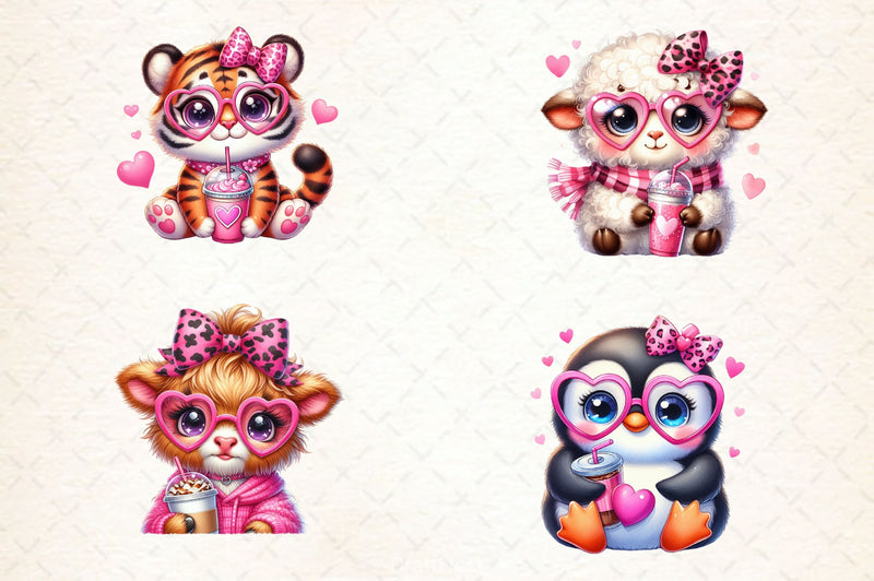 Animals Valentine Coffee Clipart Bundle 5 - CraftNest - Digital Crafting and Art