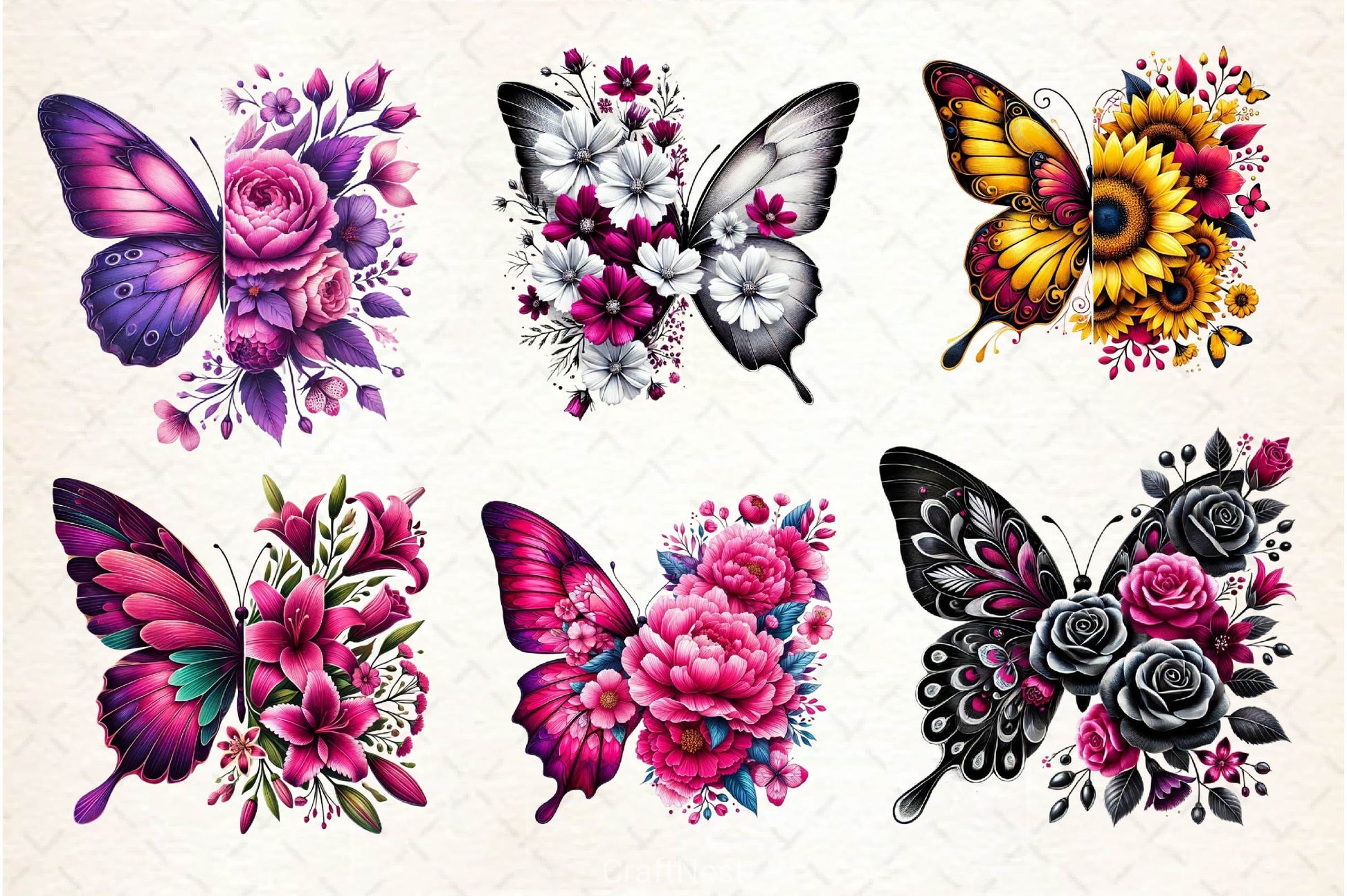 Butterfly Flowers Clipart Bundle 27 - CraftNest - Digital Crafting and Art