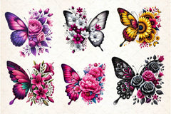Butterfly Flowers Clipart Bundle 27 - CraftNest - Digital Crafting and Art