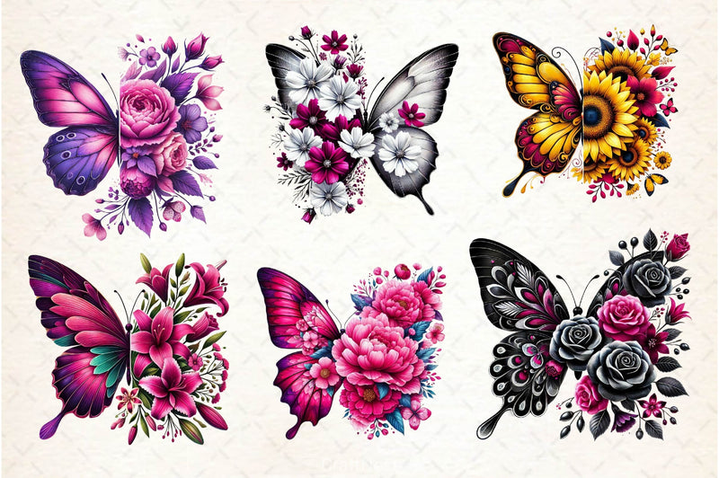 Butterfly Flowers Clipart Bundle 27 - CraftNest - Digital Crafting and Art