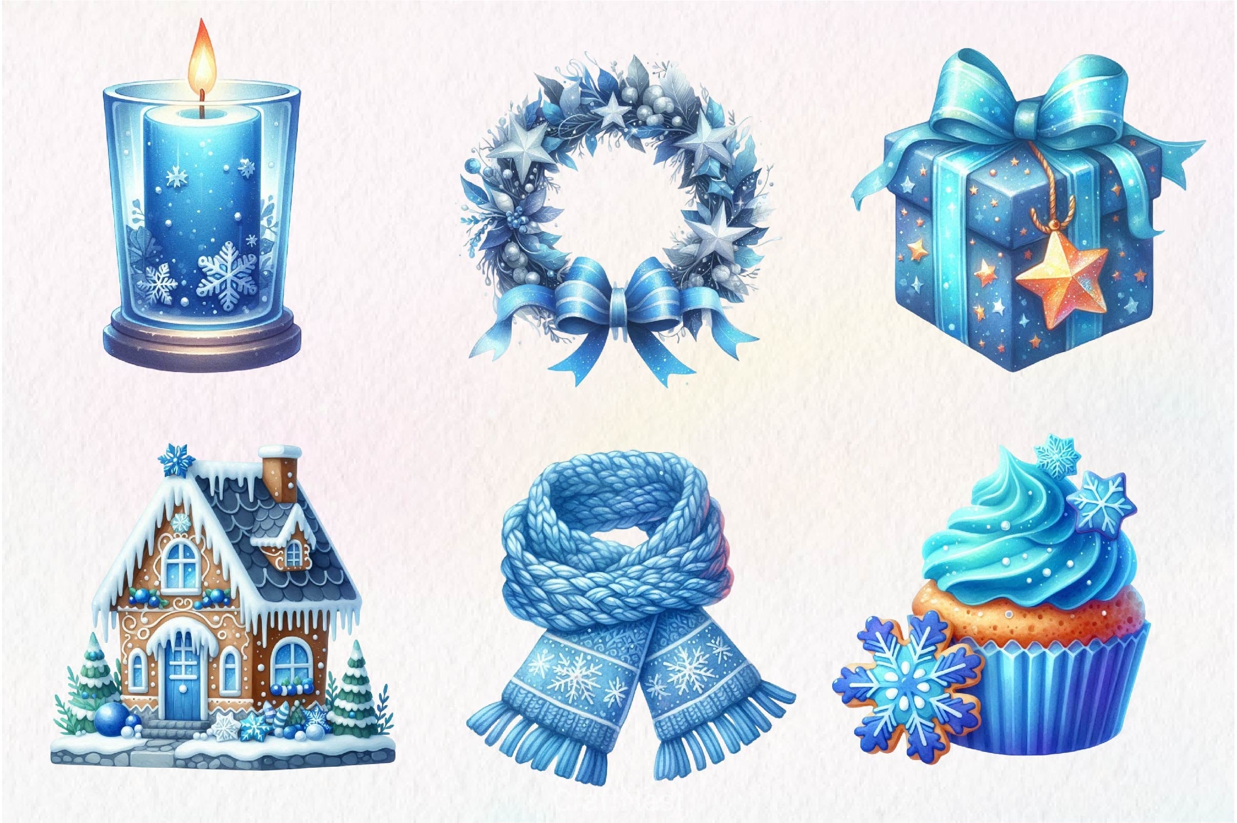 Blue Christmas Clipart Bundle 4 - CraftNest - Digital Crafting and Art
