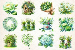 Green Blossom Spring Clipart Bundle 2 - CraftNest - Digital Crafting and Art