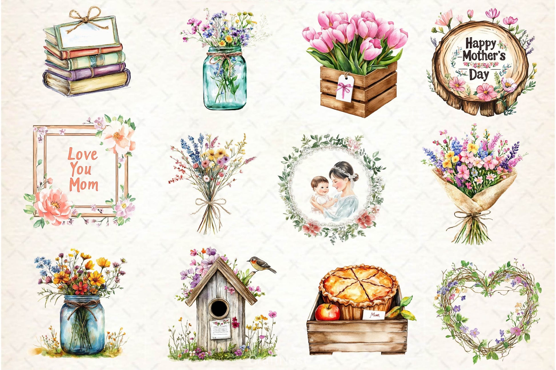 Rustic Mothers Day Clipart Bundle 2 - CraftNest - Digital Crafting and Art
