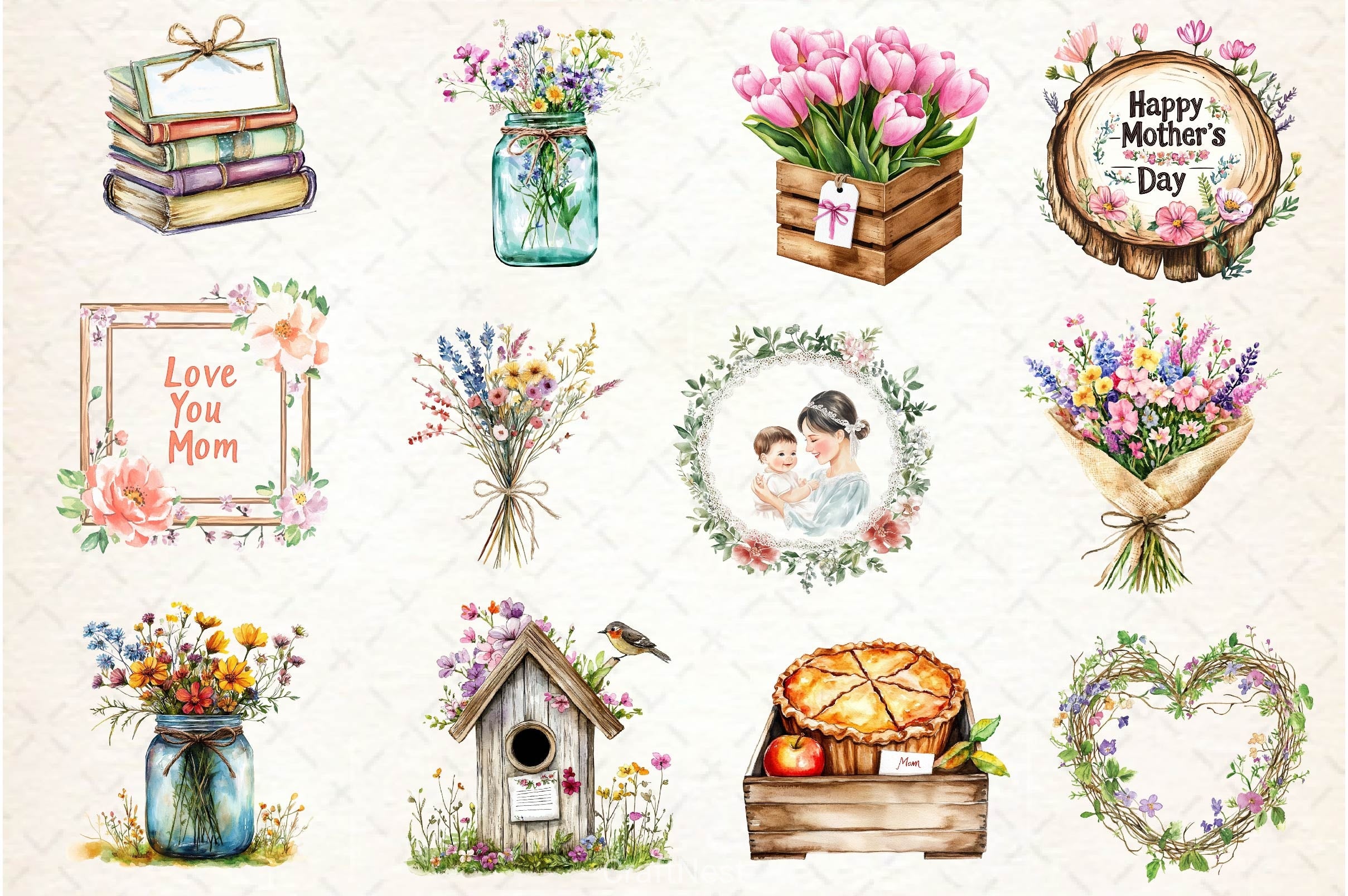 Rustic Mothers Day Clipart Bundle 2 - CraftNest - Digital Crafting and Art