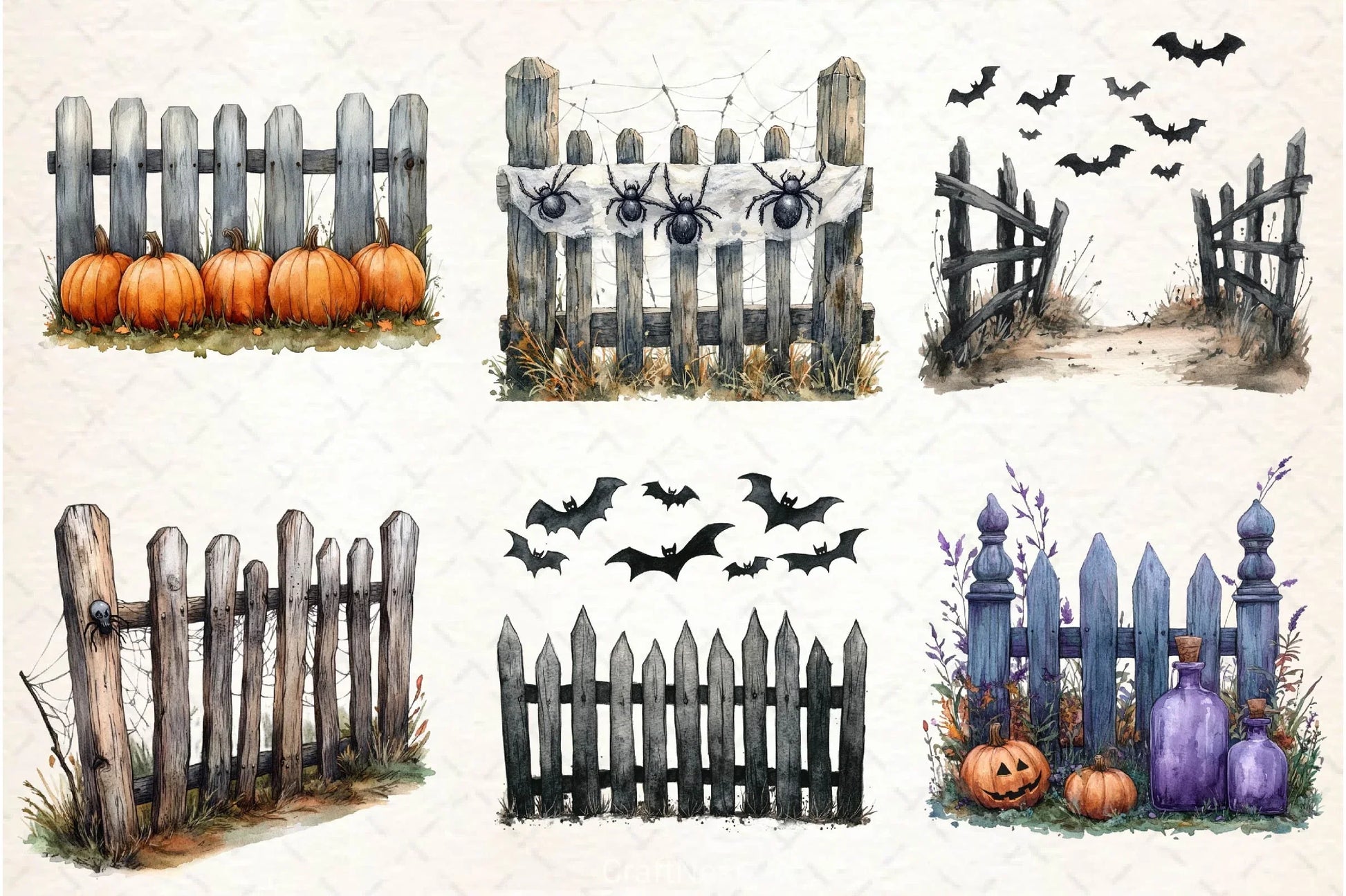 Halloween Fence Clipart Bundle - CraftNest - Digital Crafting and Art