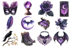 Black & Purple Gothic Autumn Clipart Bundle 2 - CraftNest - Digital Crafting and Art