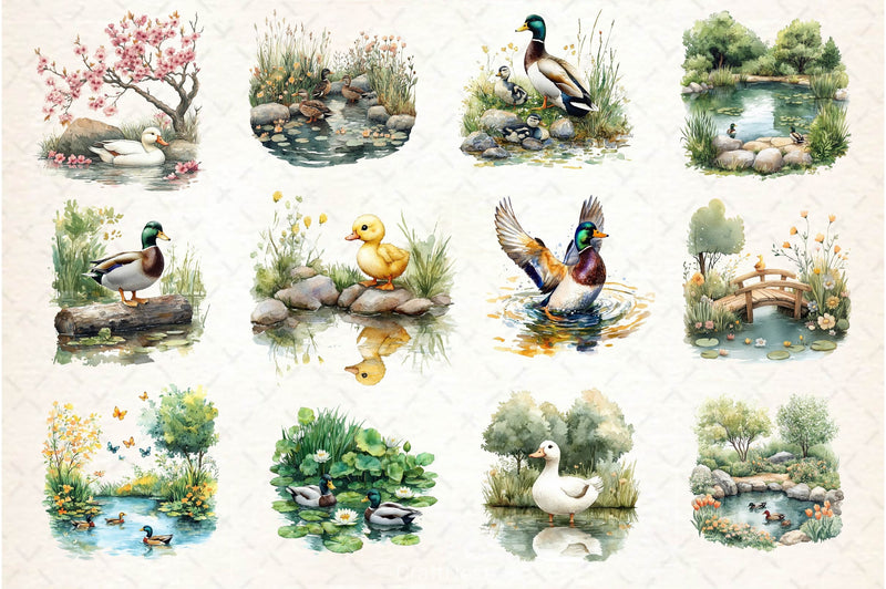 Springtime Duck Pond Clipart Bundle 2 - CraftNest - Digital Crafting and Art