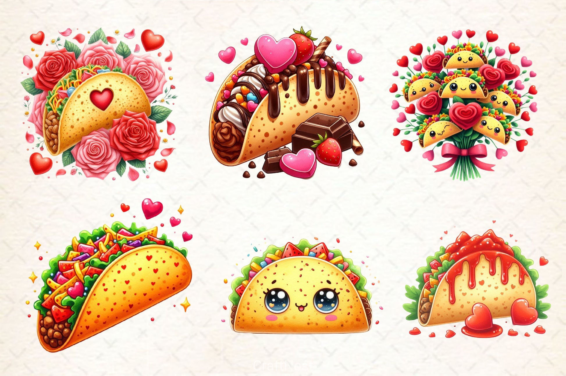 Valentine Tacos Clipart Bundle 4 - CraftNest - Digital Crafting and Art