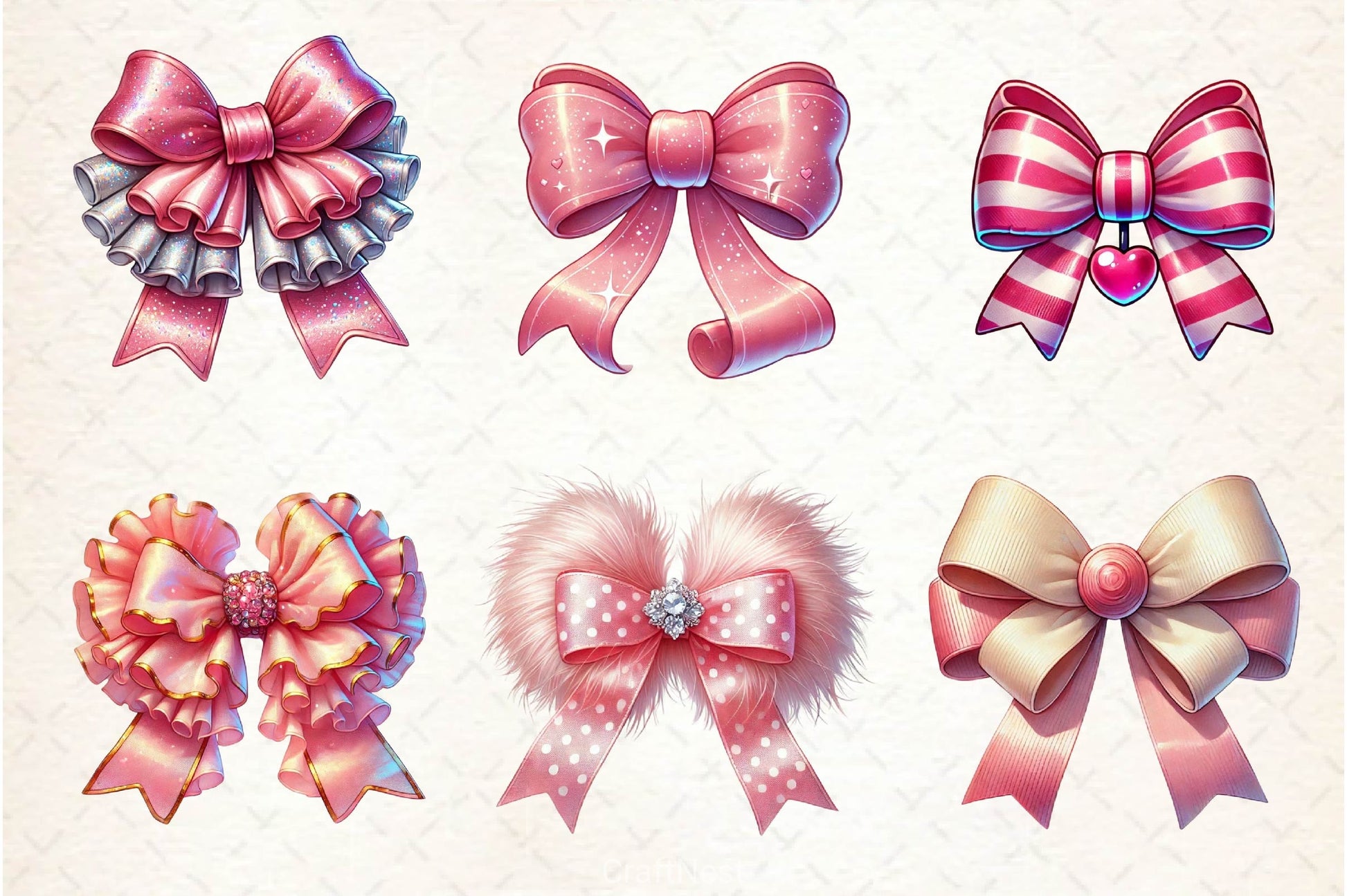 Pink Coquette Valentine Bow Clipart Bundle 2 - CraftNest - Digital Crafting and Art