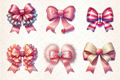 Pink Coquette Valentine Bow Clipart Bundle 2 - CraftNest - Digital Crafting and Art